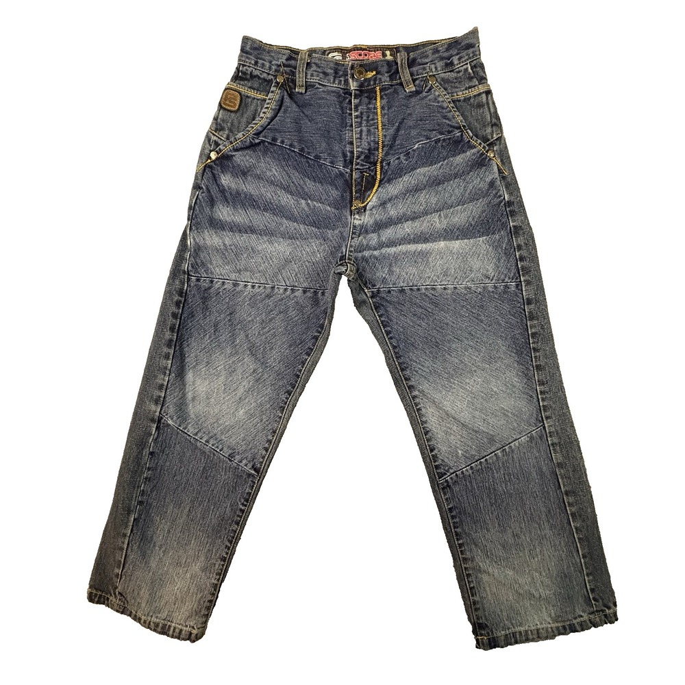 VTG 90s FAM SCORE Boys S 26.5x23.75 Baggy Wide Leg Y2K Skater Hip Hop Rave Jeans